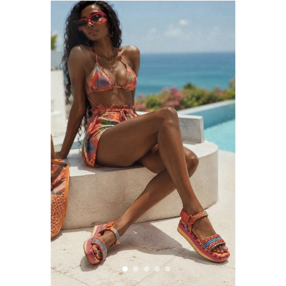 Farm Rio Tropical Platform Red Hook & Loop Sandal LEFT SHOE ONLY AMPUTEE Size 8